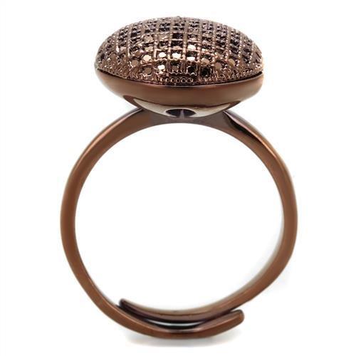 3W1178 IP Coffee light Brass Ring featuring AAA Grade CZ in Light Coffee, showcasing its elegant design and sparkling center stone.