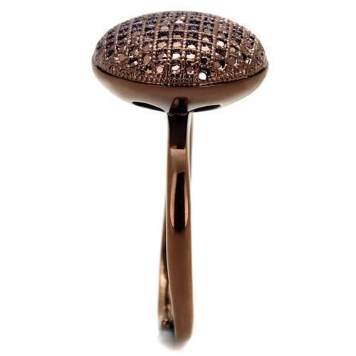 3W1178 IP Coffee light Brass Ring featuring AAA Grade CZ in Light Coffee, showcasing its elegant design and sparkling center stone.