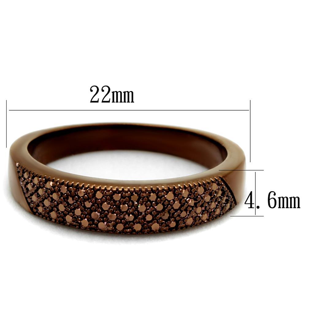 3W1186 IP Coffee light Brass Ring featuring AAA Grade CZ in Light Coffee, showcasing its elegant design and sparkling center stone.