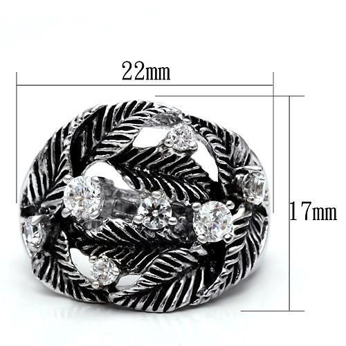 3W211 Rhodium Brass Ring featuring a clear AAA Grade CZ stone, showcasing its elegant design and luxurious finish.