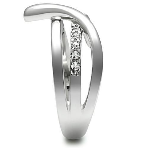 3W216 Rhodium Brass Ring featuring a clear top grade crystal, showcasing its elegant design and luxurious finish.