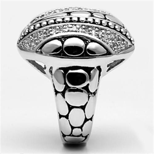 3W244 Rhodium Brass Ring featuring a clear AAA Grade CZ stone, showcasing its elegant design and luxurious finish.