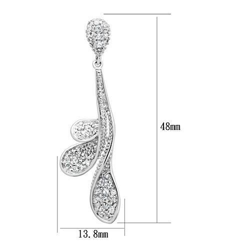 Elegant 3W299 Rhodium Brass Earrings featuring AAA Grade Clear CZ stone, showcasing a brilliant shine and lightweight design.