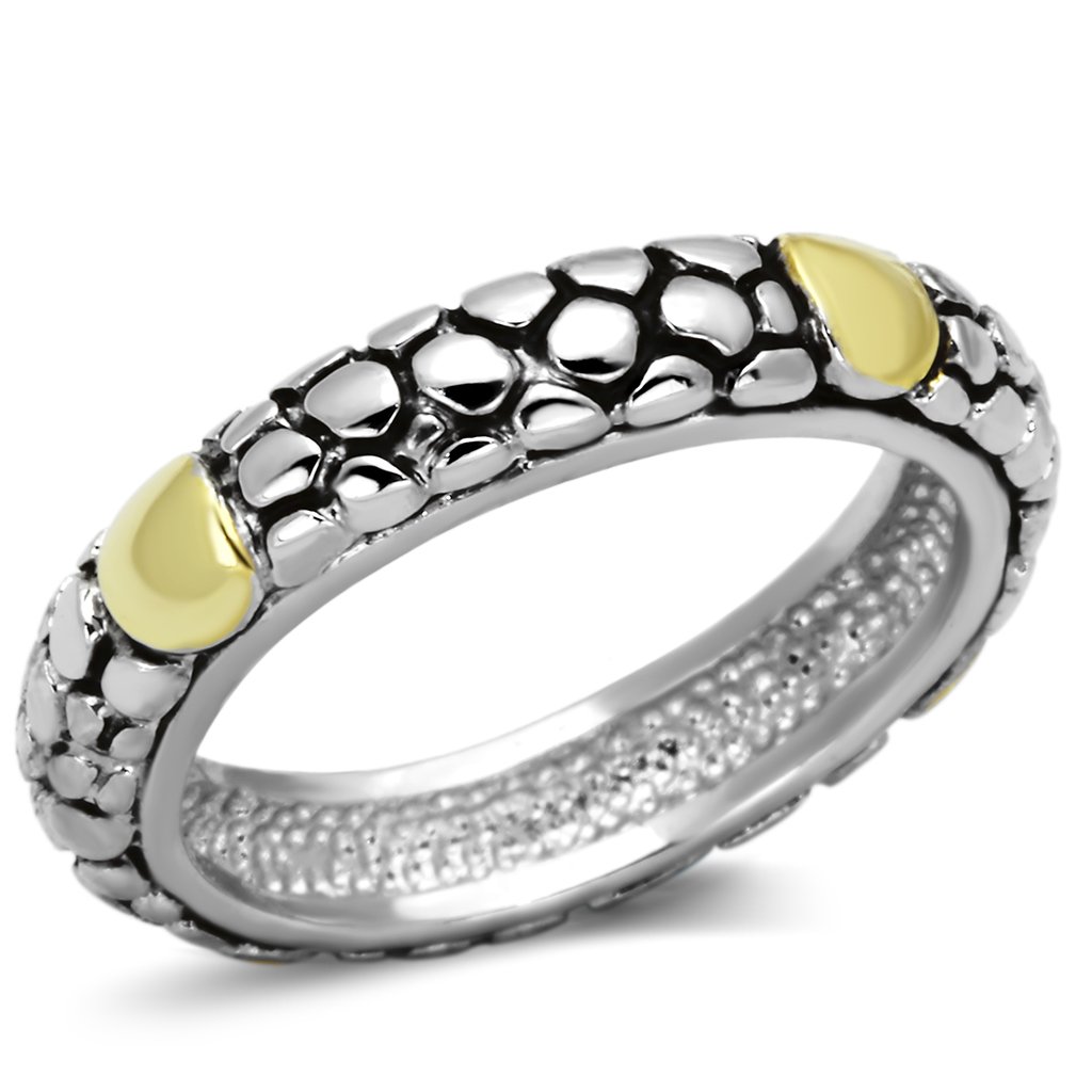 3W332 Reverse Two-Tone Brass Ring featuring a Jet Epoxy stone, showcasing a stylish and modern design.