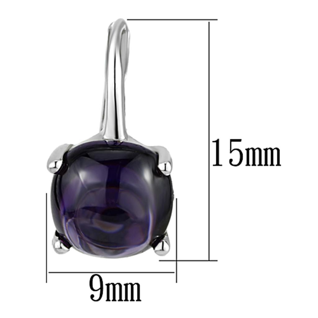 3W353 Rhodium Brass Earrings featuring AAA Grade CZ in Amethyst, showcasing their elegant design and vibrant color.