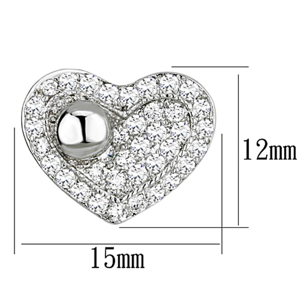 Elegant 3W374 Rhodium Brass Earrings featuring AAA Grade CZ in Clear, showcasing their stunning design and brilliance.