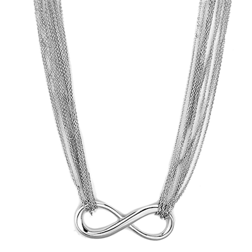3W412 Rhodium Brass Necklace with a minimalist design, showcasing its elegant finish and lightweight structure.