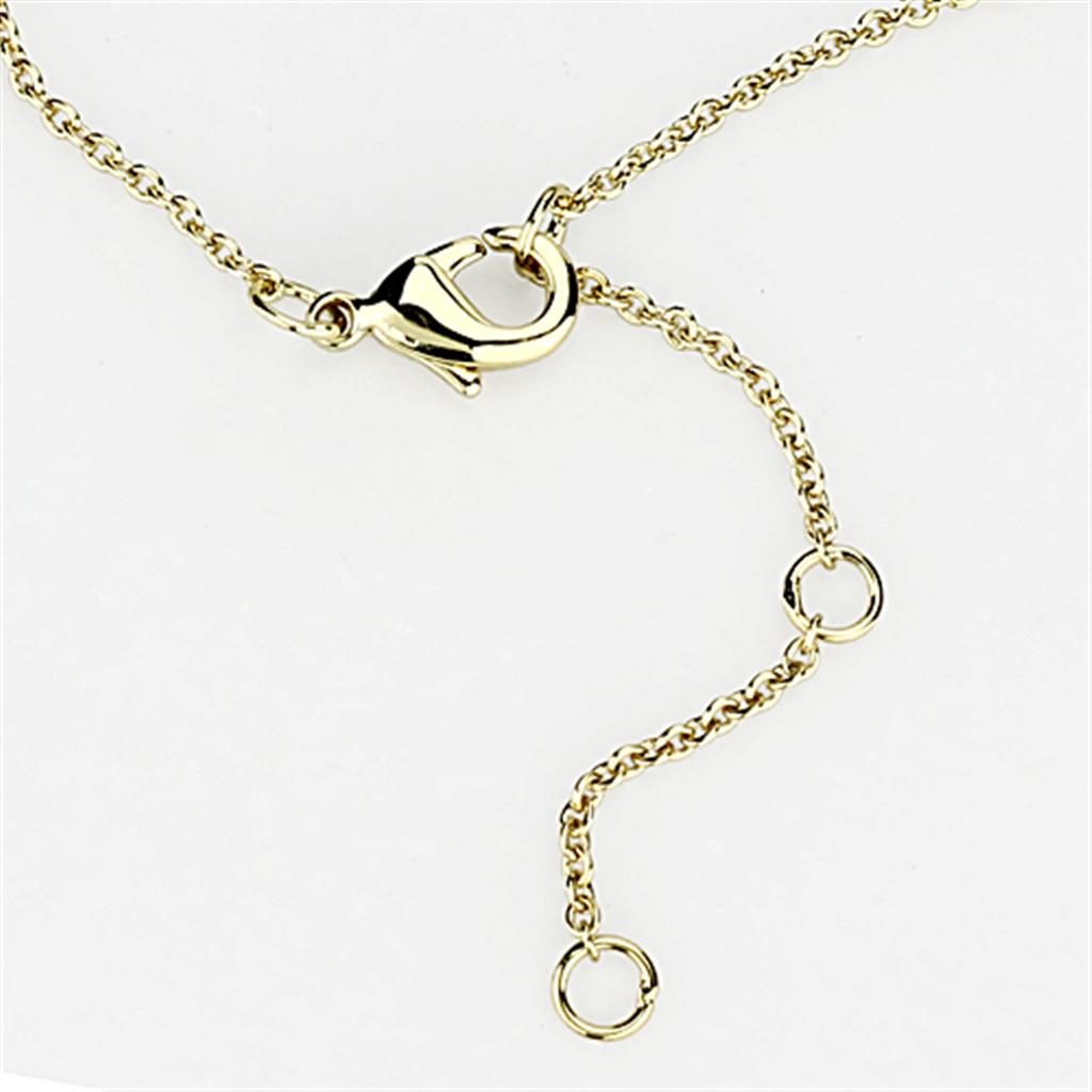 3W459 Gold and Rhodium Brass Necklace featuring a clear AAA Grade CZ stone, elegantly designed for versatile wear.