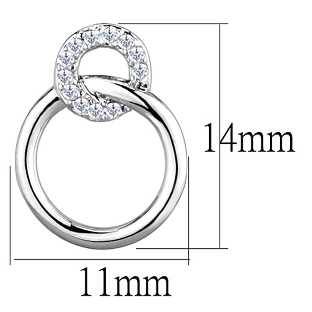 3W641 Rhodium Brass Earrings featuring AAA Grade Clear CZ, showcasing their elegant design and sparkling center stone.