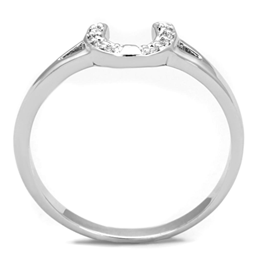 3W762 Rhodium Brass Ring featuring a clear AAA Grade CZ stone, showcasing its elegant design and luxurious finish.