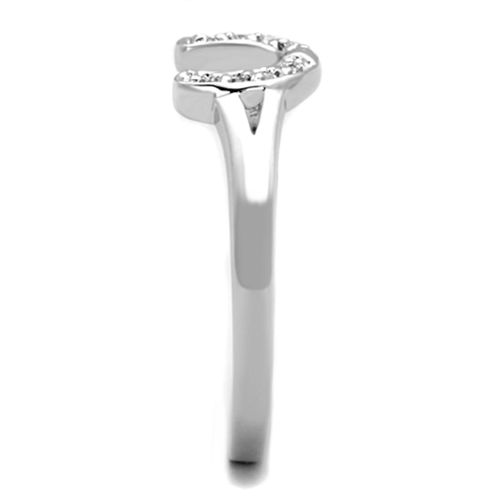 3W762 Rhodium Brass Ring featuring a clear AAA Grade CZ stone, showcasing its elegant design and luxurious finish.