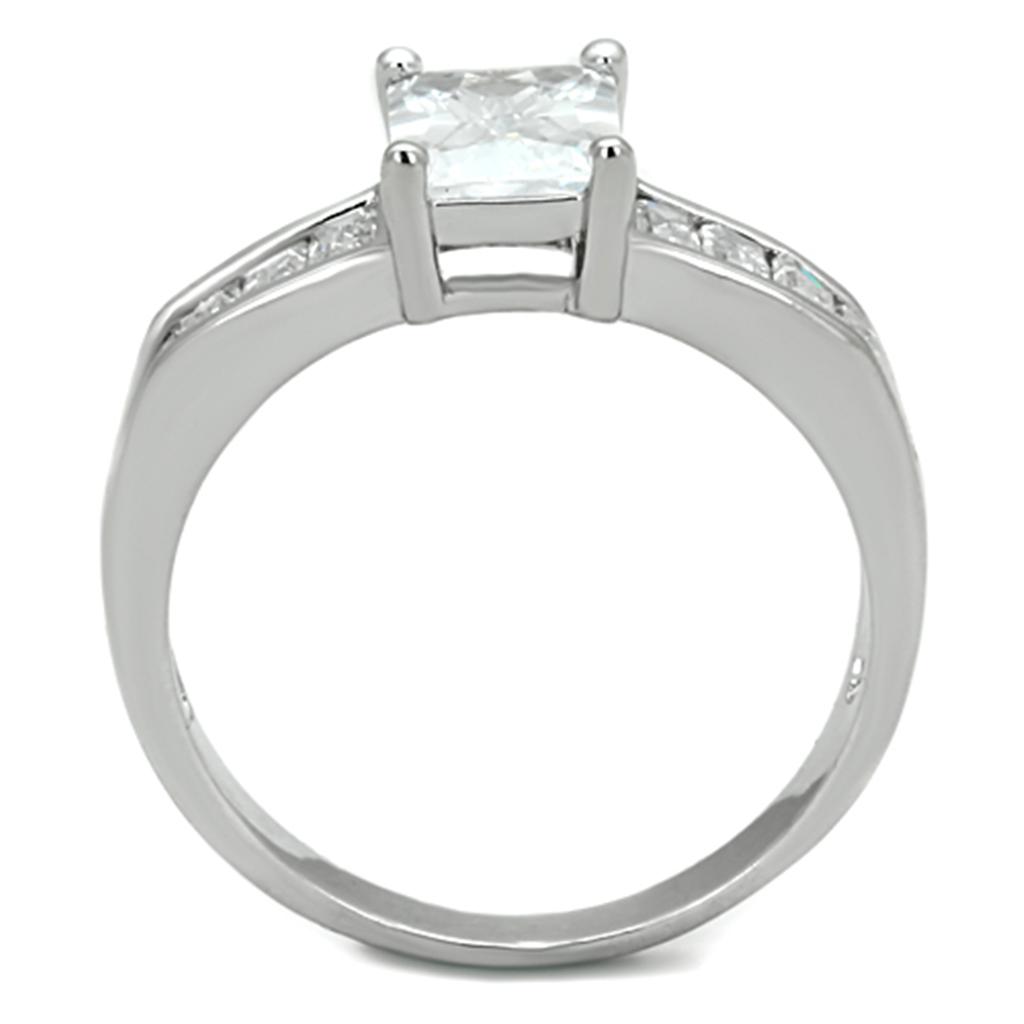 3W769 Rhodium Brass Ring featuring AAA Grade CZ in Clear, showcasing its elegant design and sparkling center stone.