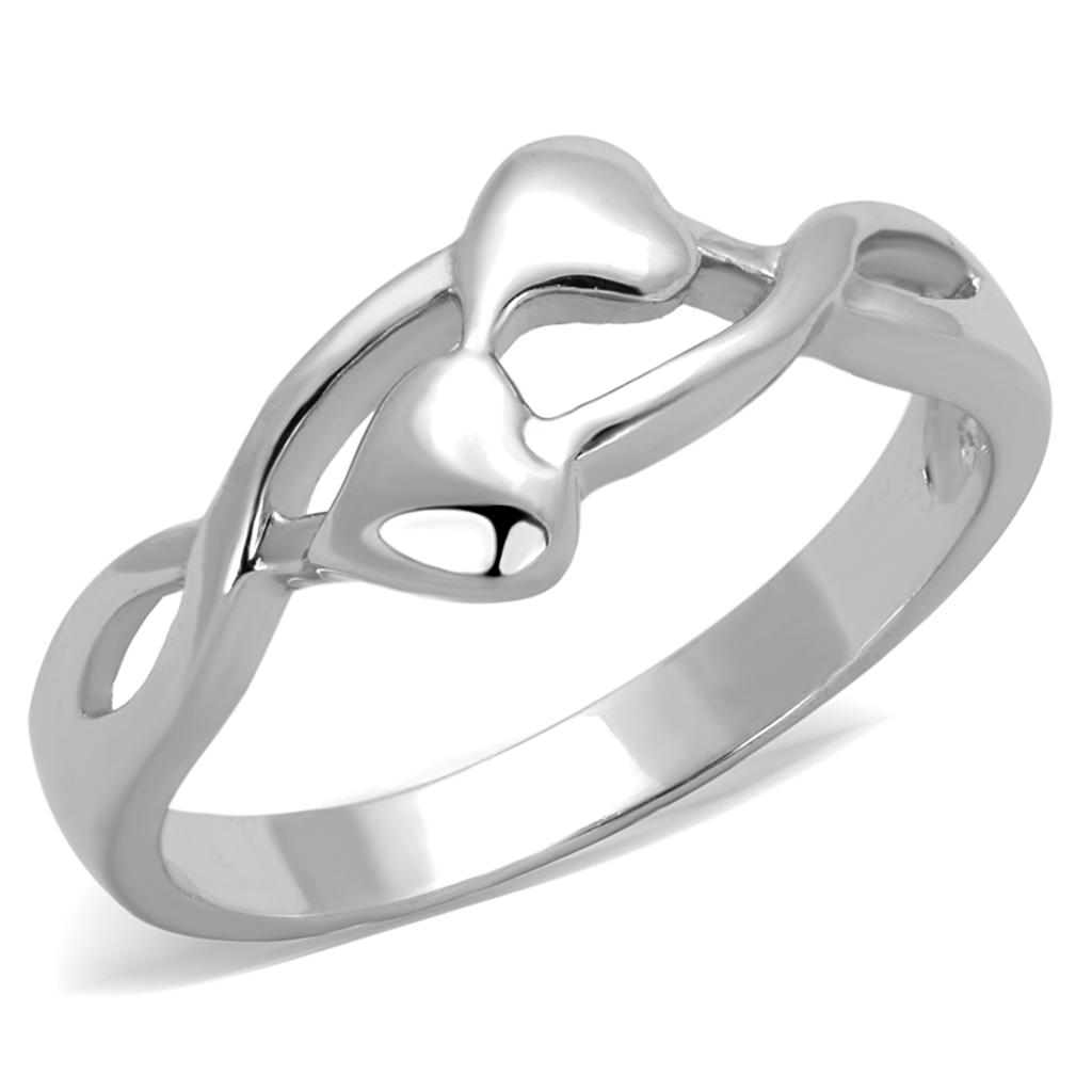 3W859 Rhodium Brass Ring with a sleek, polished finish, showcasing its minimalist design without any stones.