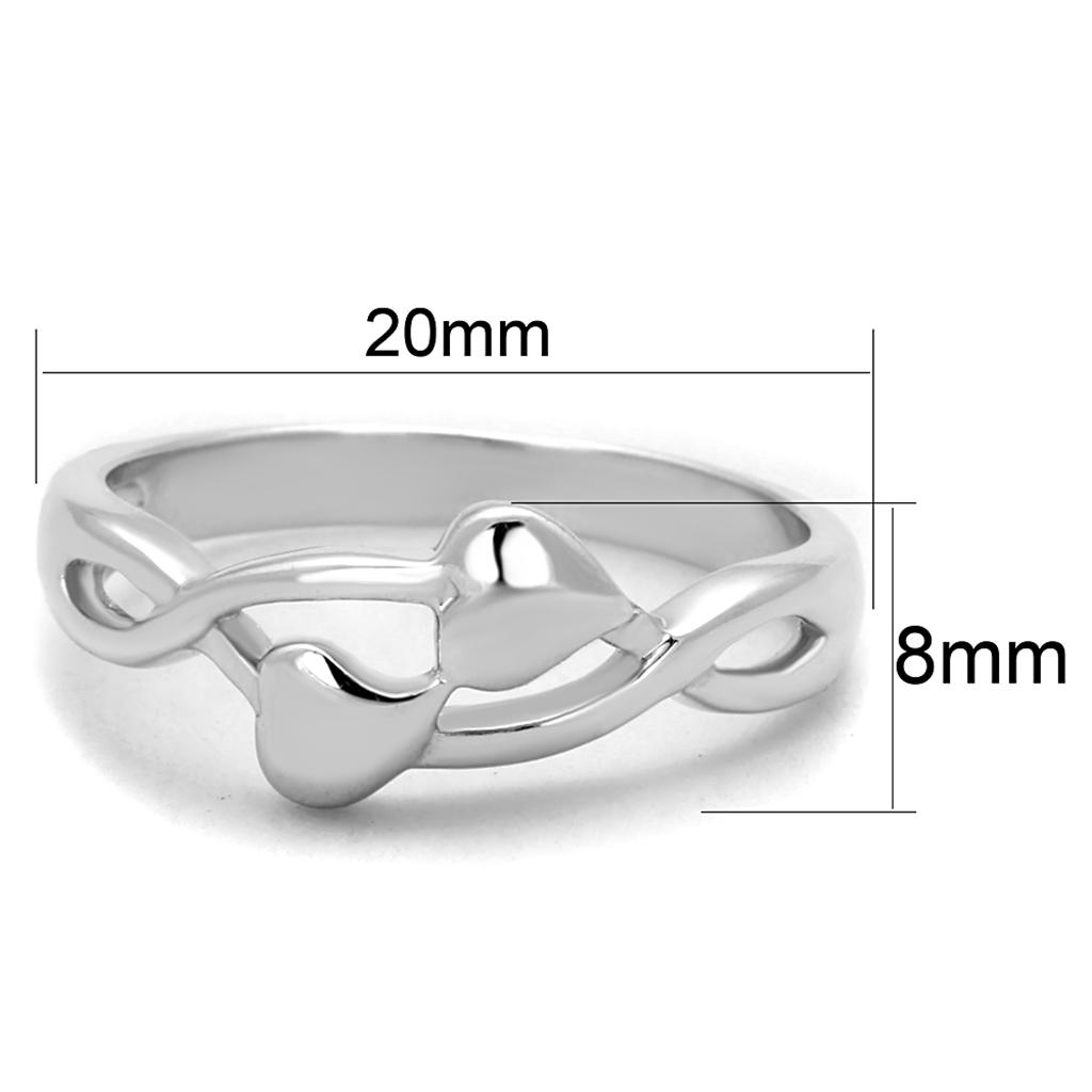 3W859 Rhodium Brass Ring with a sleek, polished finish, showcasing its minimalist design without any stones.