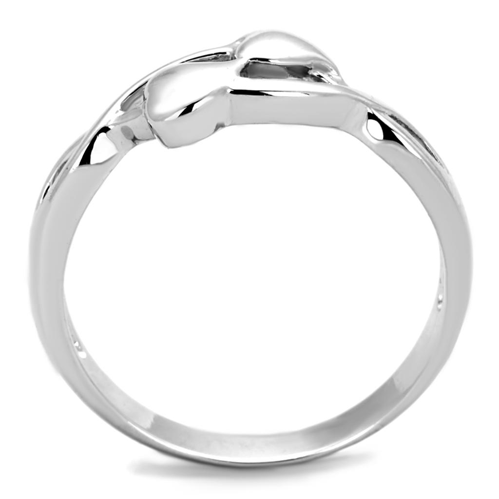 3W859 Rhodium Brass Ring with a sleek, polished finish, showcasing its minimalist design without any stones.