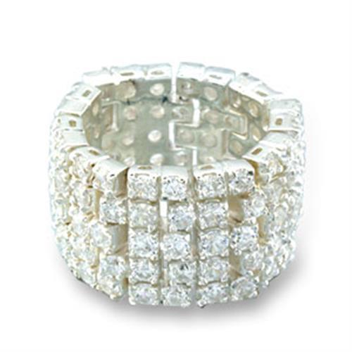 High-Polished 925 Sterling Silver Ring with AAA Grade Clear CZ, showcasing its elegant design and sparkling center stone.