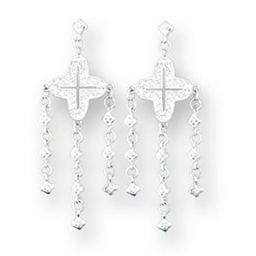 High-Polished 925 Sterling Silver Earrings featuring AAA Grade Clear CZ stones, showcasing elegance and shine.