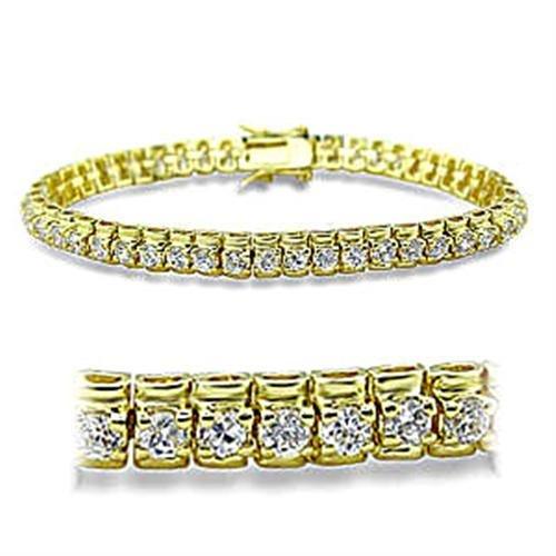 Gold brass bracelet featuring AAA grade clear cubic zirconia stones, elegantly designed for stylish wear.