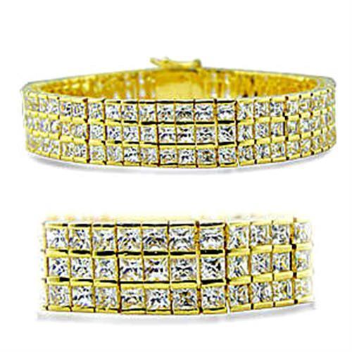 Elegant gold brass bracelet featuring a clear AAA grade cubic zirconia stone, perfect for any occasion.
