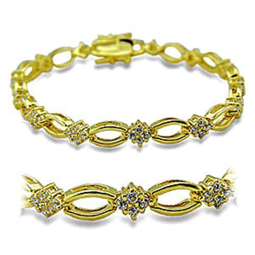 Gold brass bracelet featuring a clear AAA grade CZ stone, elegantly designed for versatile wear.