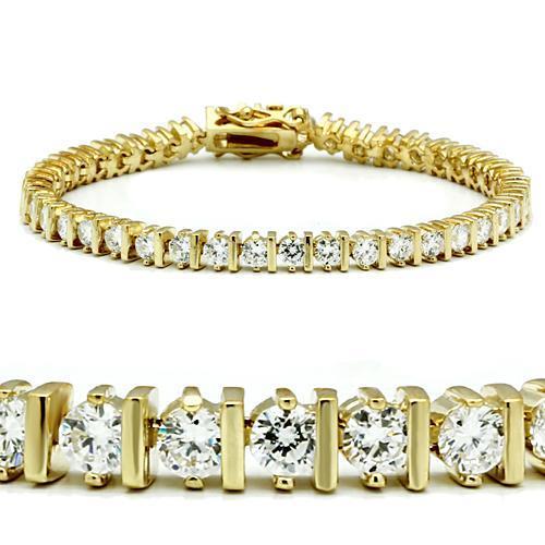 Elegant gold brass bracelet featuring a clear AAA Grade CZ stone, showcasing its luxurious design and craftsmanship.