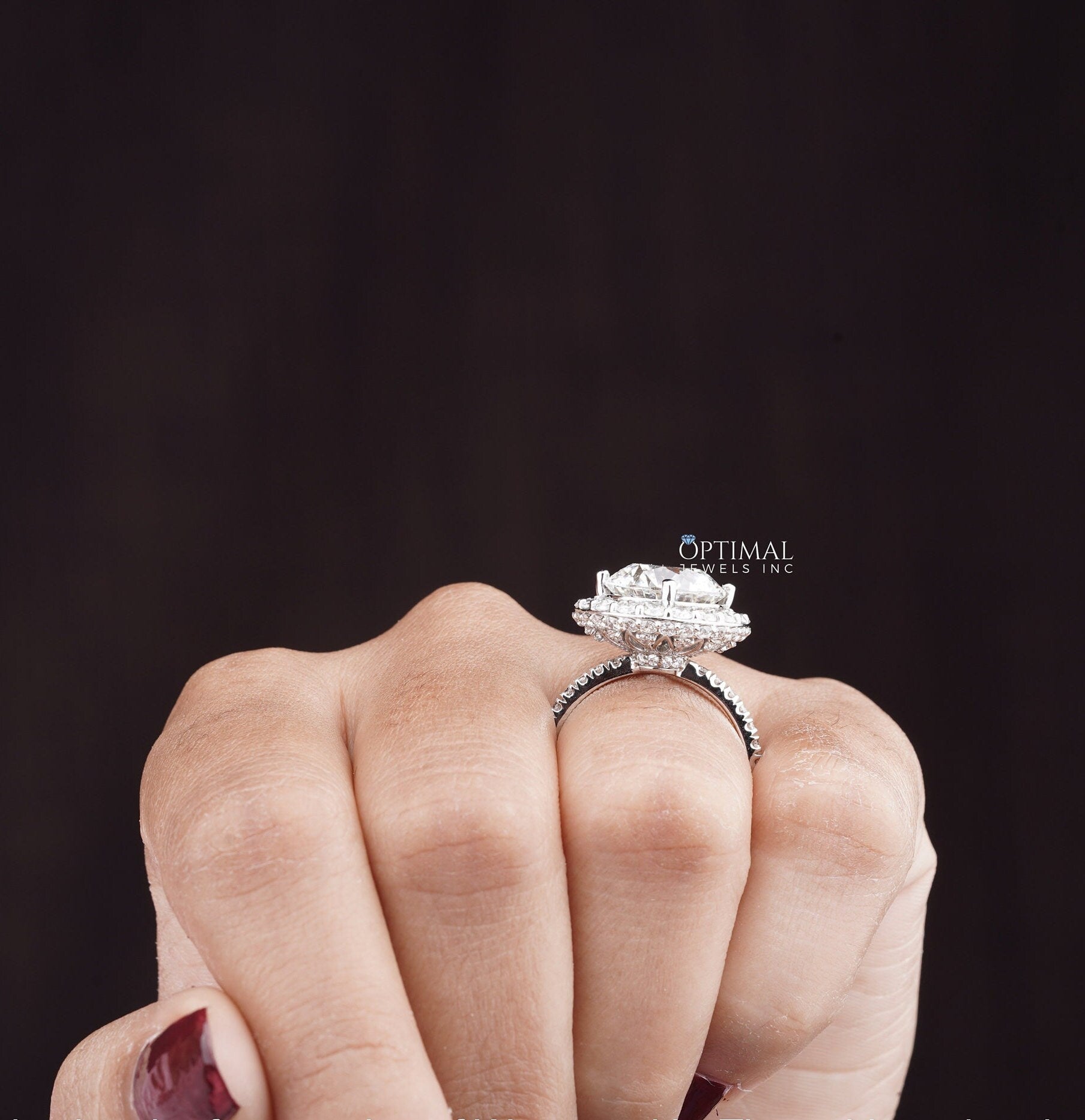 6.00 CTW Gigantic Halo Engagement Ring featuring a round cut lab-grown diamond set in white gold, showcasing exquisite craftsmanship.