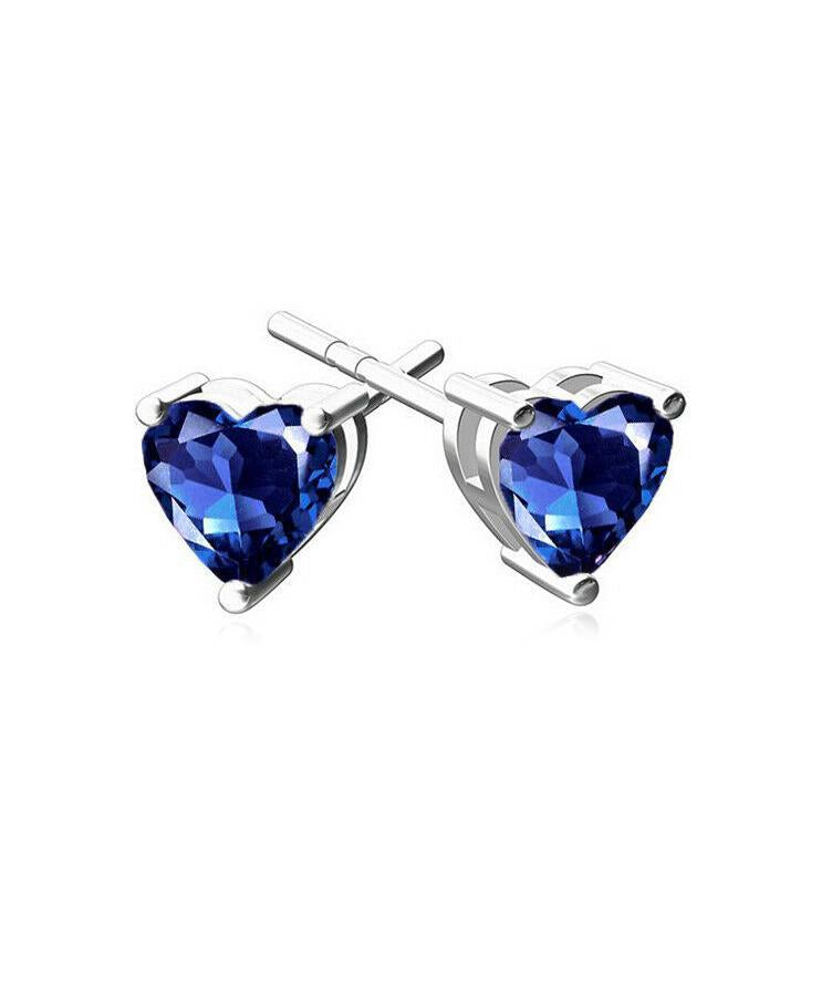 Elegant 6mm heart stud earrings featuring sparkling Austrian crystals set in 18K white gold, perfect for any occasion.