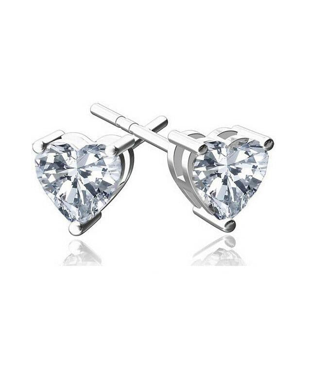 Elegant 6mm heart stud earrings featuring sparkling Austrian crystals set in durable 18K white gold, perfect for any occasion.