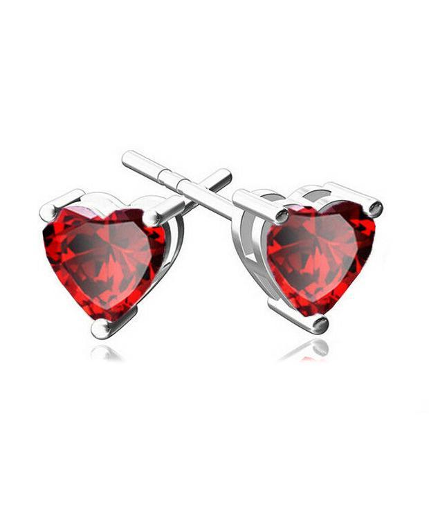 Elegant 6mm heart stud earrings featuring sparkling Austrian crystals set in 18K white gold, perfect for any occasion.