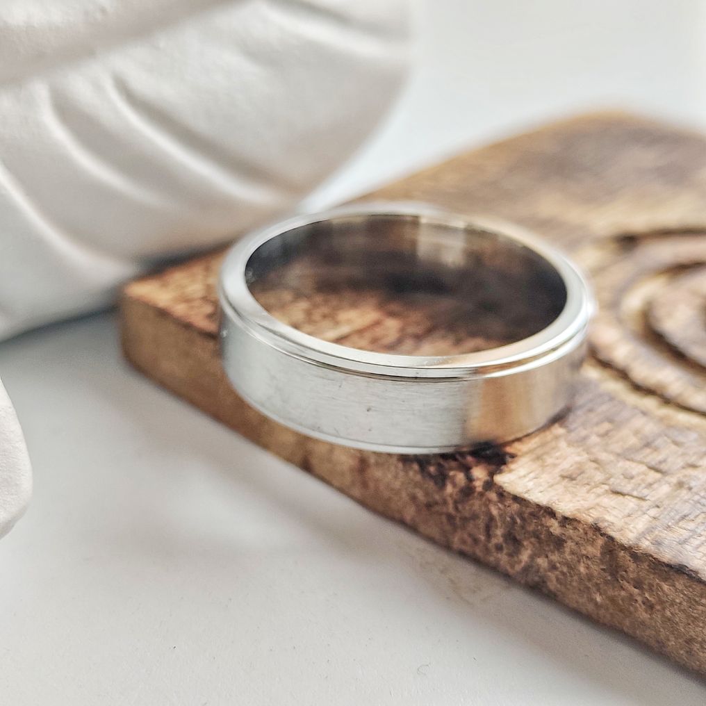 6mm Mens Silver Tungsten Engagement Wedding Band Ring showcasing its sleek design and classic silver finish.