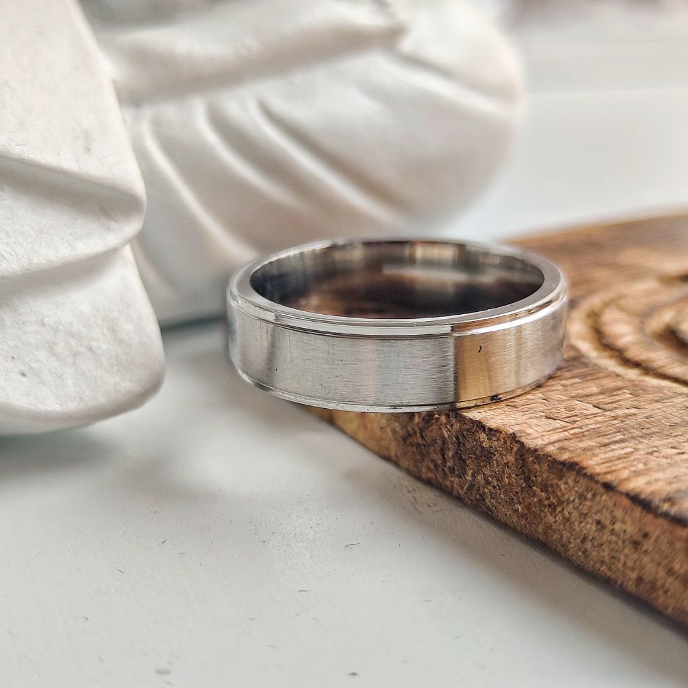 6mm Mens Silver Tungsten Engagement Wedding Band Ring showcasing its sleek design and classic silver finish.