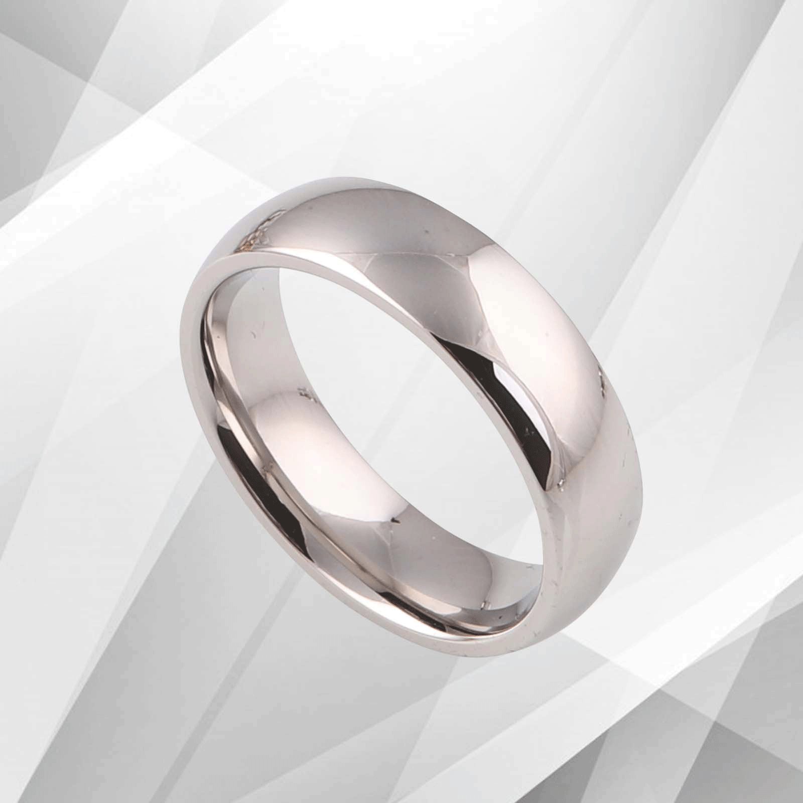 6mm Men's Wedding Anniversary Titanium Band Ring with sparkling 18Ct white gold finish, showcasing a contemporary design and comfort fit.