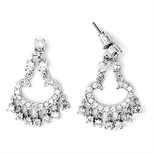 Elegant 6X267 high-polished 925 sterling silver earrings featuring AAA grade clear cubic zirconia stones, showcasing their shine and craftsmanship.