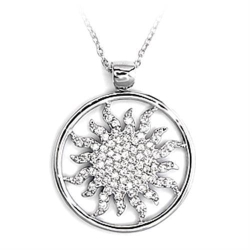 High-polished 925 sterling silver chain pendant featuring AAA grade clear cubic zirconia stone, elegant and stylish design.