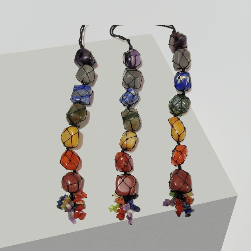 A beautifully crafted 7 Chakra Gemstone Dream Catcher Wall Hanging featuring seven unique gemstones, symbolizing healing and prosperity.