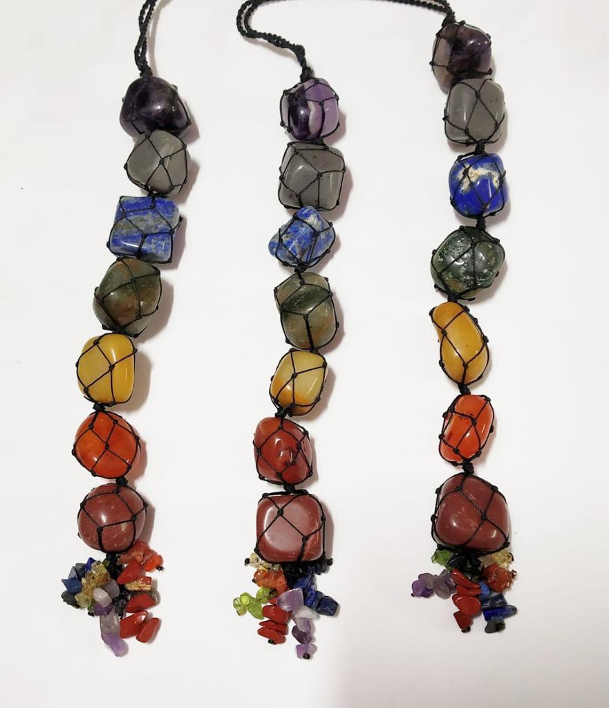 A beautifully crafted 7 Chakra Gemstone Dream Catcher Wall Hanging featuring seven unique gemstones, symbolizing healing and prosperity.