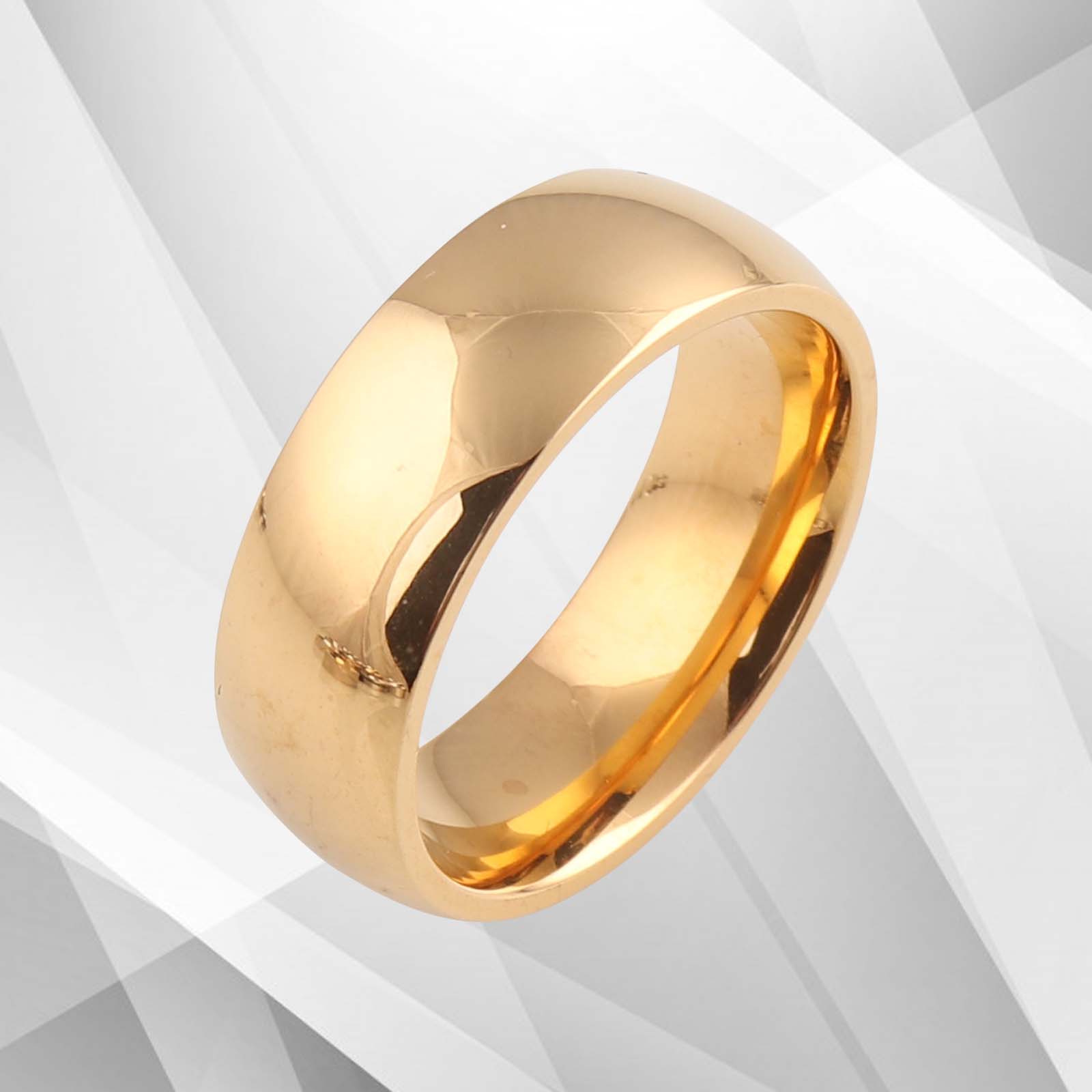 7mm Men's Titanium Engagement Wedding Band Ring with 18Ct Yellow Gold Plating, showcasing a D-shape design and comfort fit.