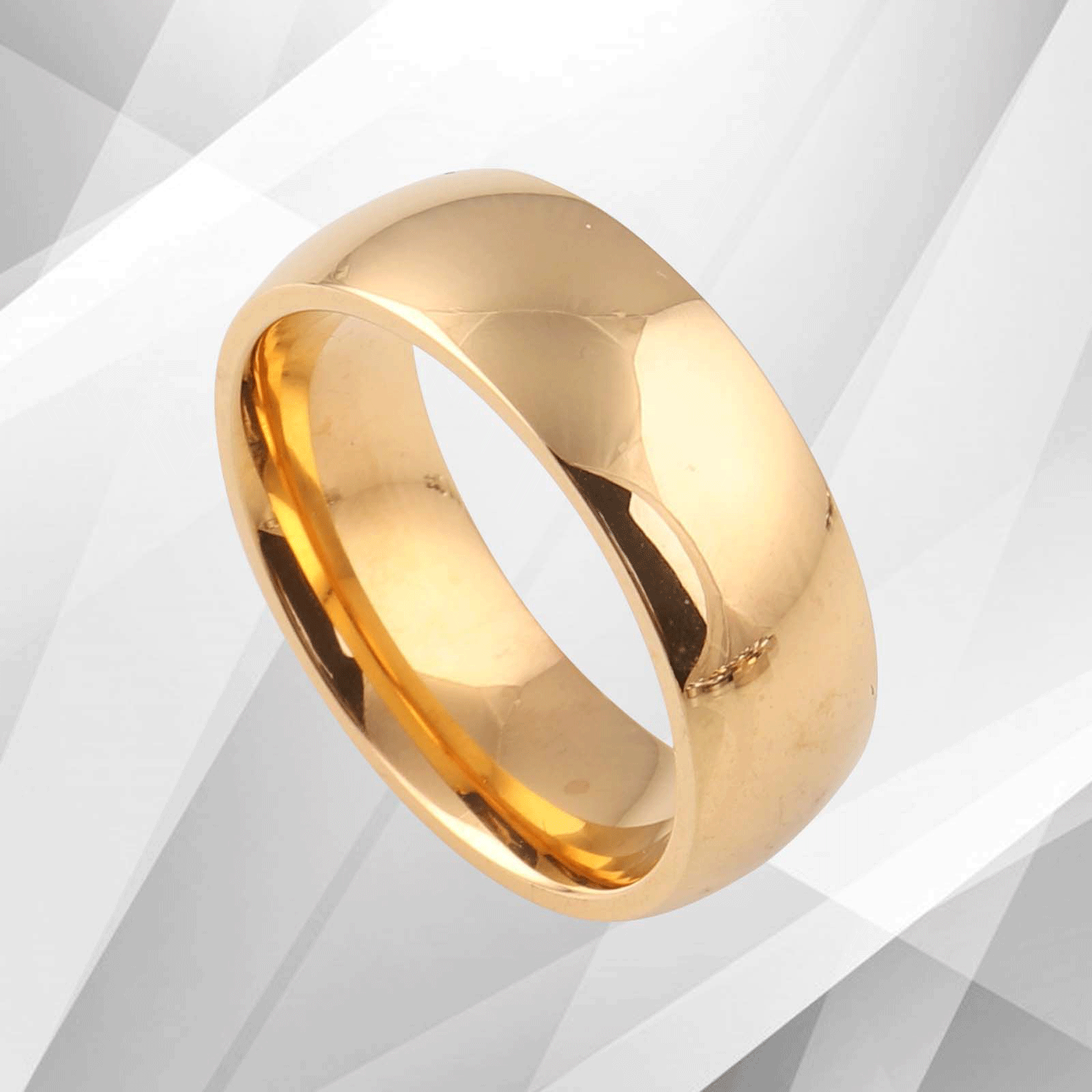 7mm Men's Titanium Engagement Wedding Band Ring with 18Ct Yellow Gold Plating, showcasing a D-shape design and comfort fit.