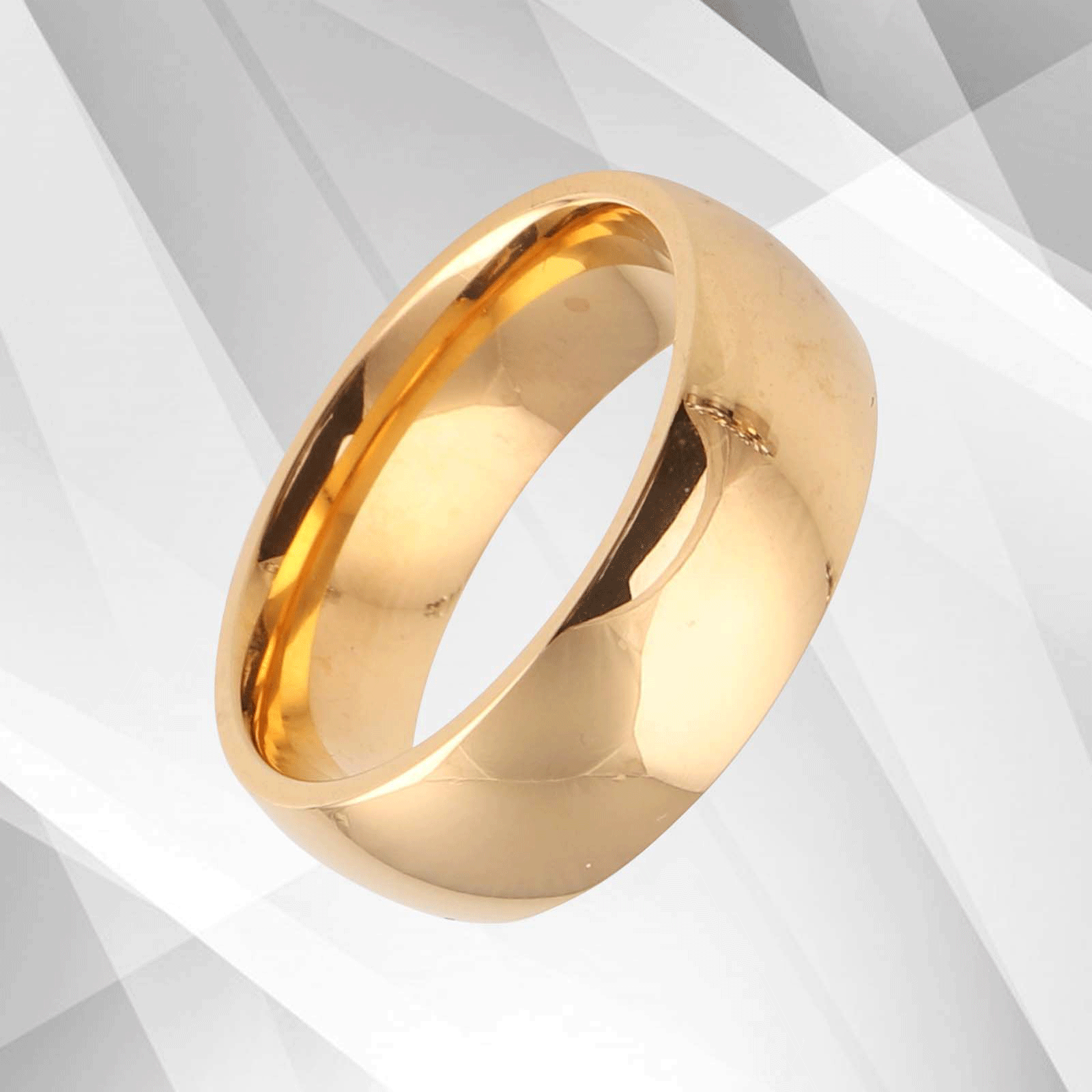 7mm Men's Titanium Engagement Wedding Band Ring with 18Ct Yellow Gold Plating, showcasing a D-shape design and comfort fit.