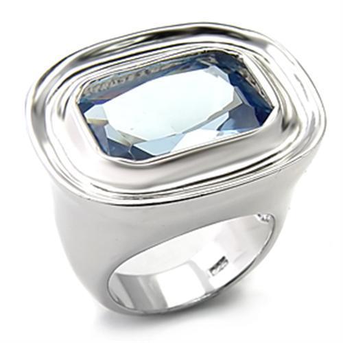7X165 Rhodium 925 Sterling Silver Ring featuring a Sea Blue Synthetic Spinel, showcasing its elegant design and craftsmanship.