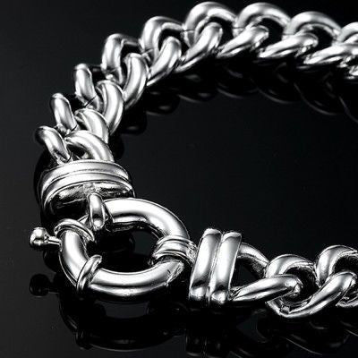 A 925 Sterling Silver Plated Euro Curb Chain Bracelet featuring a bolt clasp, showcasing its elegant 12mm width and shiny silver finish.