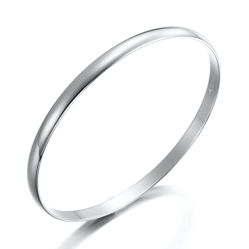 A 925 Sterling Silver Plated 5mm Plain Bangle, showcasing its sleek design and shiny finish, made in the USA.