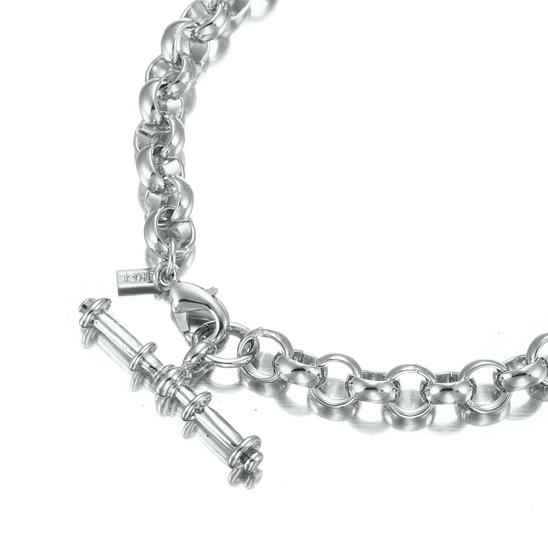 925 Sterling Silver Plated Belcher Chain Bracelet with T-Bar End, showcasing its elegant design and high-quality finish.