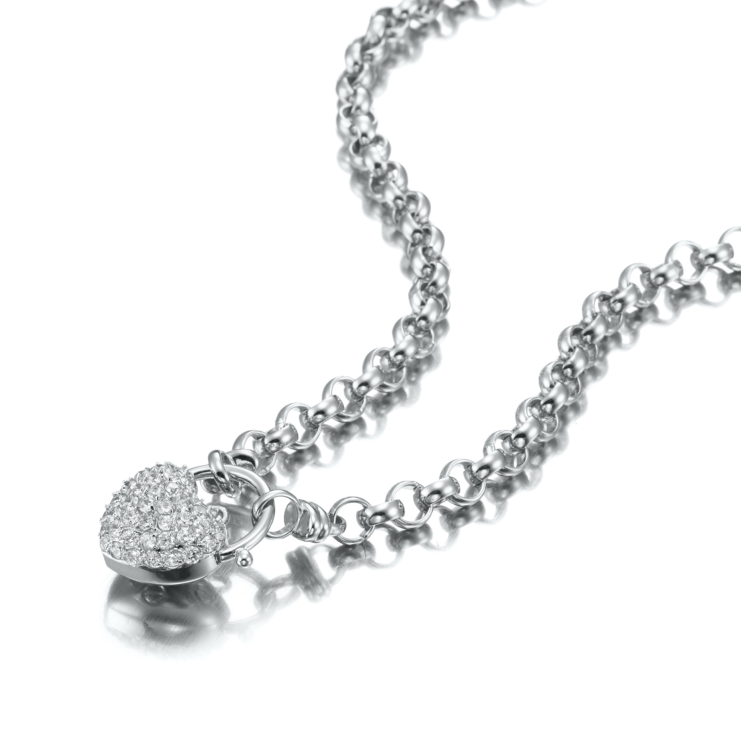925 Sterling Silver Plated 6mm Belcher Chain Necklace with a simulated diamond locket, showcasing its elegant design and quality craftsmanship.