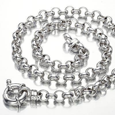 A 925 Sterling Silver Plated Belcher Chain Necklace with a secure bolt clasp, showcasing its elegant 6mm width and multiple length options.