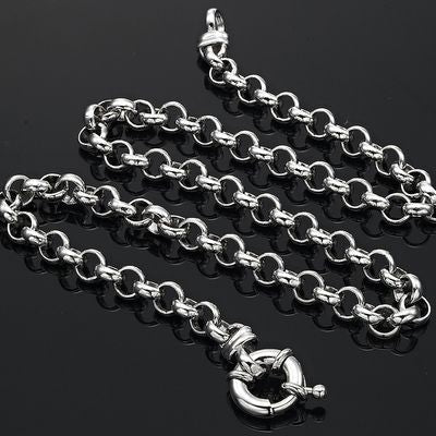A 925 Sterling Silver Plated Belcher Chain Necklace with a secure bolt clasp, showcasing its elegant 6mm width and multiple length options.