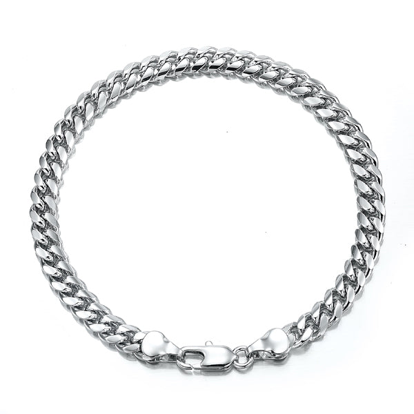 925 Sterling Silver Plated Curb Chain Bracelet with Lobster Clasp, showcasing its elegant design and secure fastening.