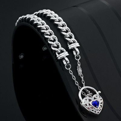 925 Sterling Silver Plated Euro Chain Bracelet featuring a dark blue filigree locket, showcasing its elegant design and quality craftsmanship.