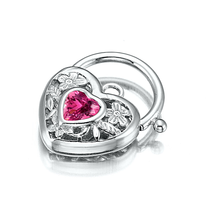 925 Sterling Silver Plated Pink Filigree Heart Locket with intricate design, made in the USA.