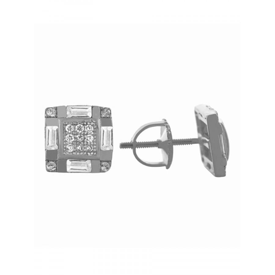 A pair of elegant 925 sterling silver screw back earrings, showcasing their shiny finish and secure design.